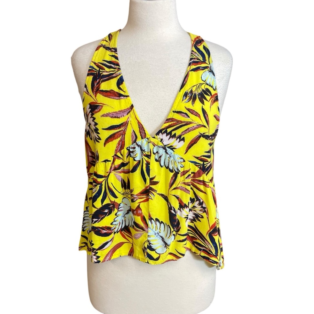 Willow & Root yellow floral flowy tank top large